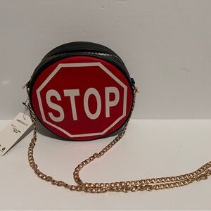Melie Bianco Vegan Leather Red Stop Sign Crossbody Bag